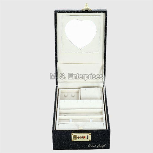 Black Jb03Crocobl Leather Jewellery Box