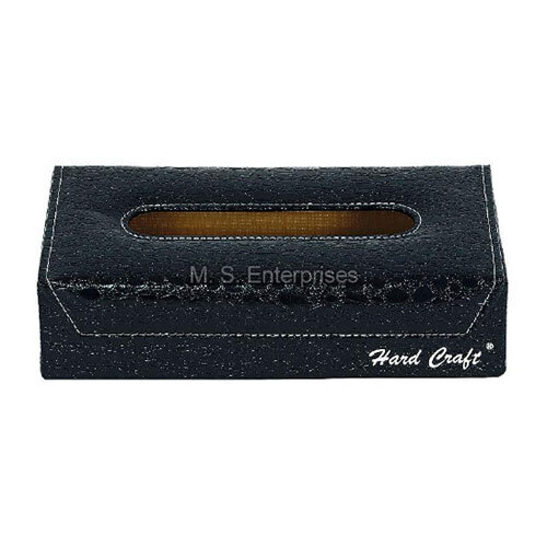 TB02CROCOBL Leather Tissue Box Organizer