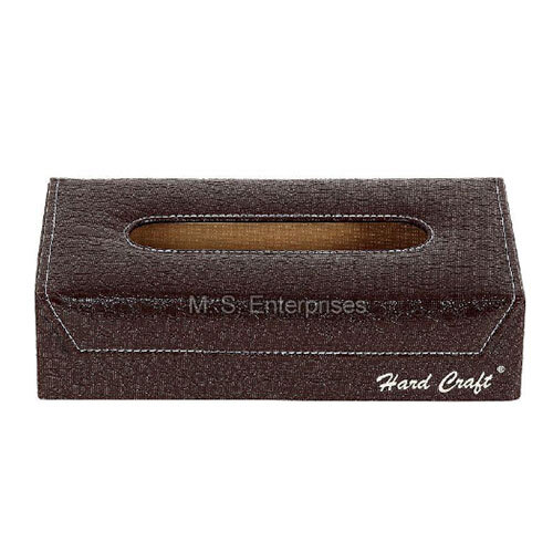 TB02CROCOBR Leather Tissue Box Organizer