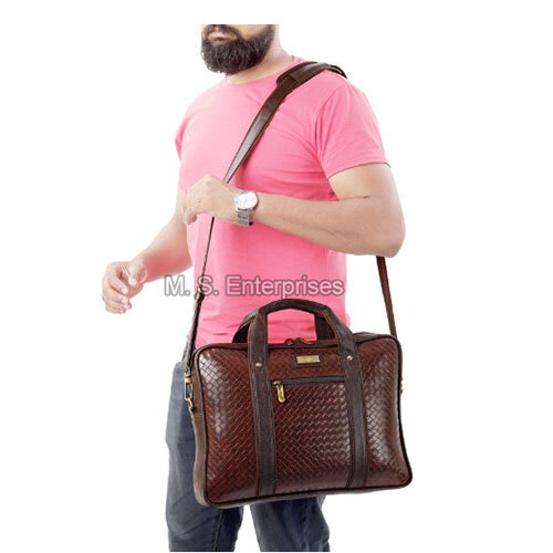FLLB10CHTYBR Hard Craft PU Leather Office Messenger Bag