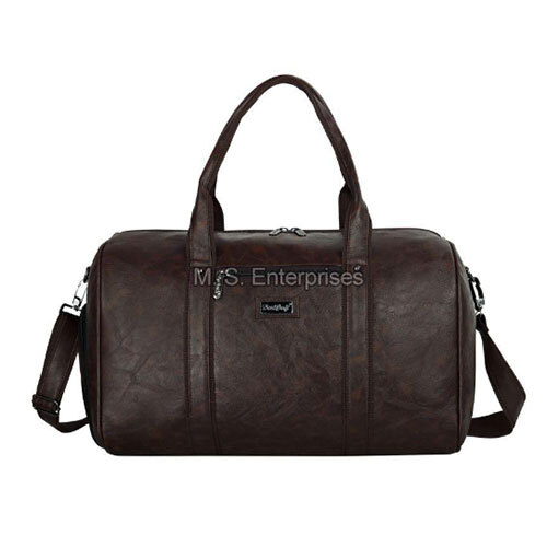 LDB03PLSPKTBR Hard Craft Textured PU Leather Stylish Duffle Bag