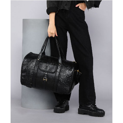 LDB04CROCOFLPBL BUCKSKIN Textured PU Leather Stylish Duffle Bags