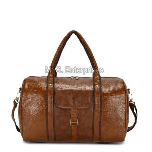 Rust Ldb04Crocoflprust Buckskin Textured Pu Leather Stylish Duffle Bags