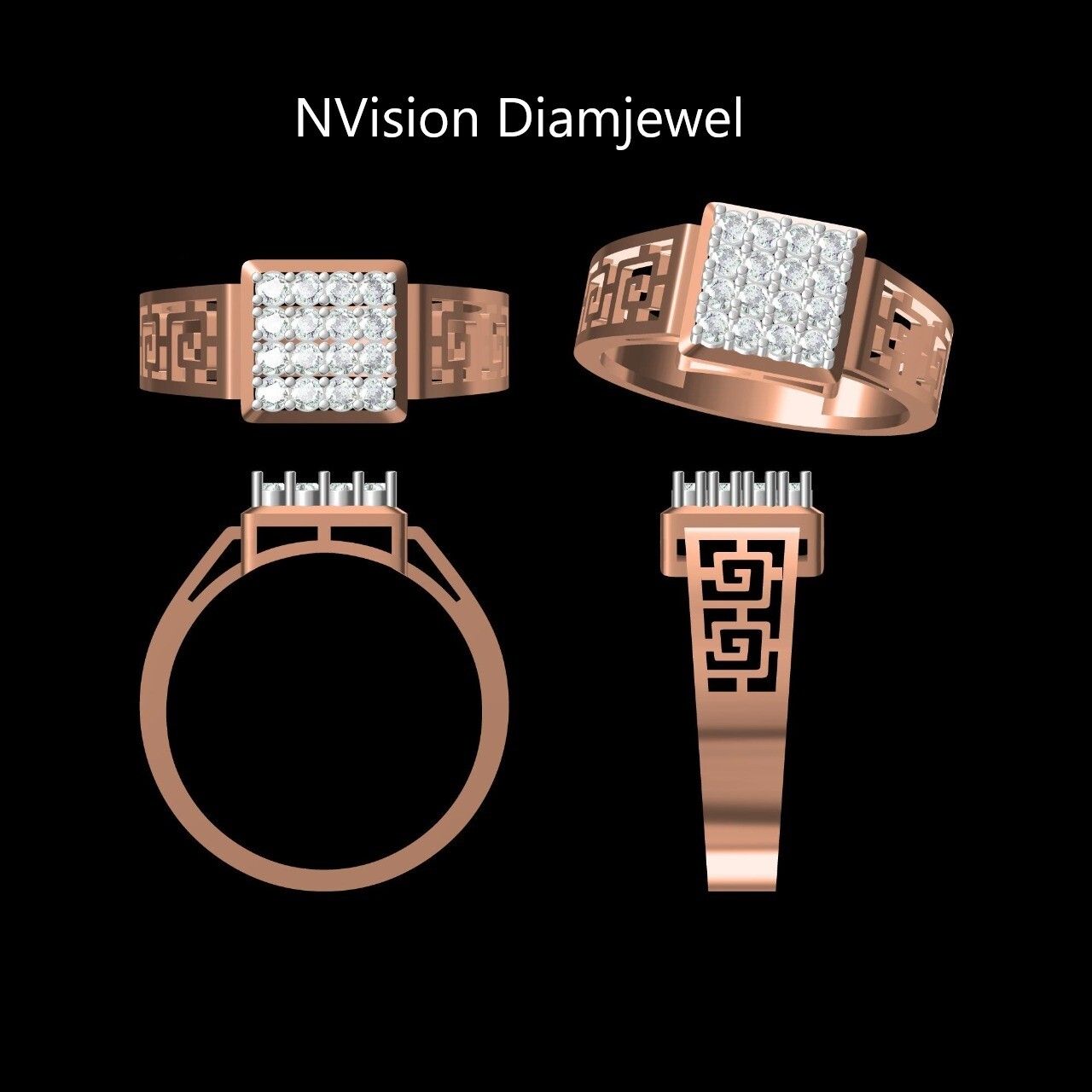 Men's Natural Diamond Light Weight Rose Gold Wedding Ring.