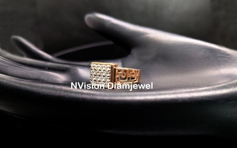 Men's Natural Diamond Light Weight Rose Gold Wedding Ring.