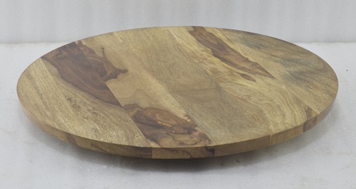 18 Inch Wooden Lazy Susan Natural Finish