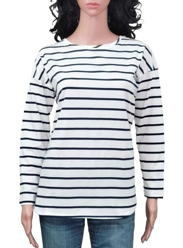 Attractive Look Venca Ladies Designer Round Neck Striped Long Sleeve White Top