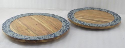 Set of 2 Wooden Round Lazy Susan