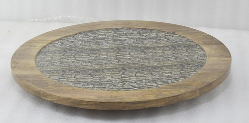 18 Inch Round Wooden Lazy Susan Enamel Finish