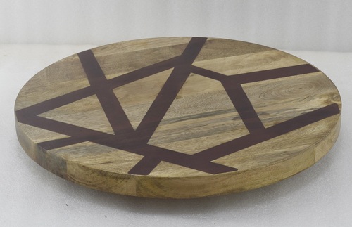 Wooden Round Lazy Susan With Atching