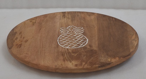 18 Inch Wooden Round Painted Lazy Susan