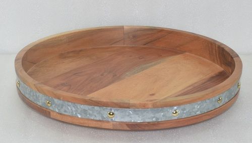 16 Inch Wooden Natural Finish Lazy Susan