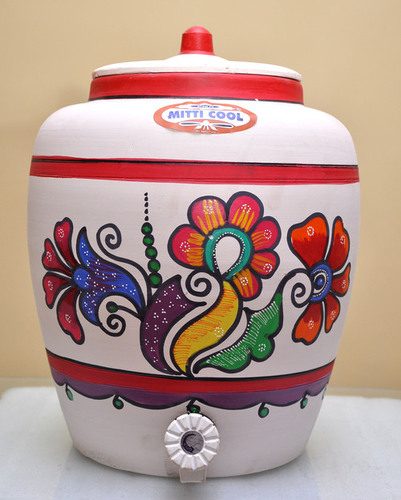 Clay Water Pot Floral 6.5 Liter