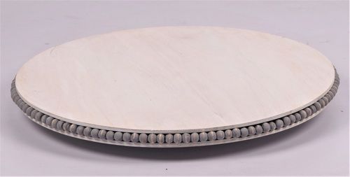 17 Inch Wooden Lazy Susan Beads Pedestal