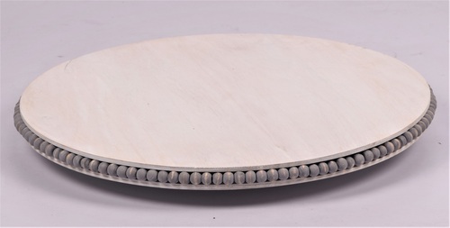 17 Inch Wooden Lazy Susan Beads Pedestal
