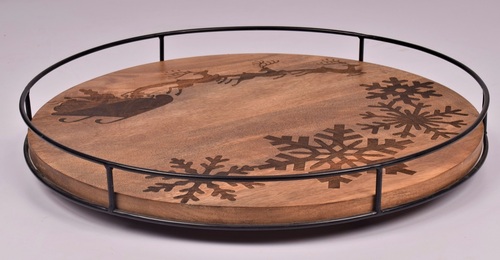 Iron Frame Wooden Base Lazy Susan