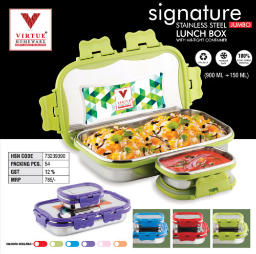 SIGNATURE VIRTUE HOMEWARE STAINLESS STEEL JUMBO LUNCH BOX