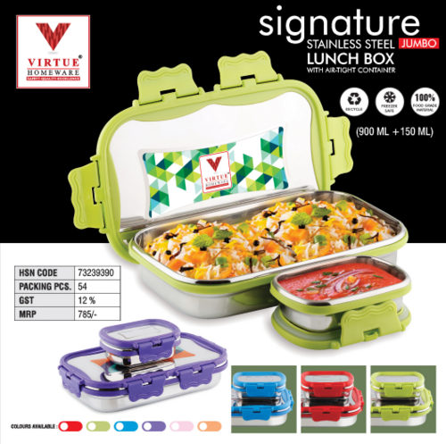 SIGNATURE VIRTUE HOMEWARE STAINLESS STEEL JUMBO LUNCH BOX