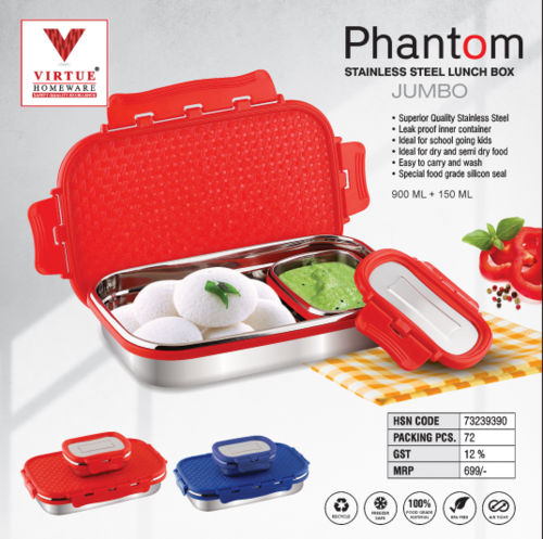 PHANTOM VIRTUE HOMEWARE STAINLESS STEEL JUMBO LUNCH BOX