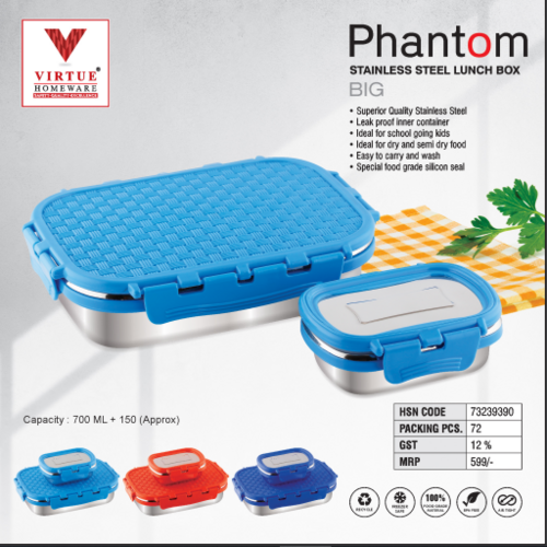 Phantom Virtue Homeware Stainless Steel Big Lunch Box