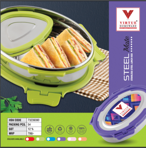 STEEL MATE VIRTUE HOMEWARE STAINLESS STEEL LUNCH BOX