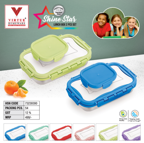 Shinestar Virtue Homeware Stainless Steel Lunch Box - Capacity: 1250Ml