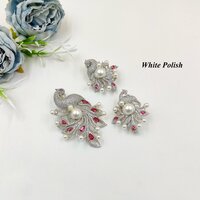 Peacock Designer American Diamond Locket Set