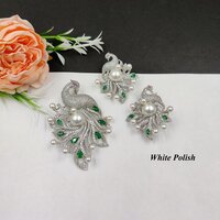 Peacock Designer American Diamond Locket Set