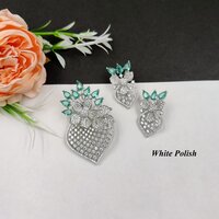 Floral Designer American Diamond Locket Set