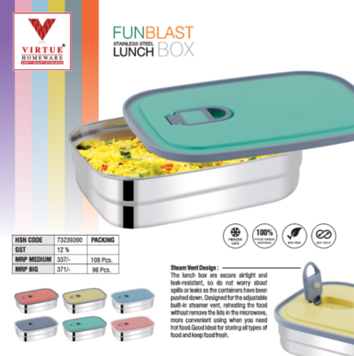 FUN BLAST VIRTUE HOMEWARE STAINLESS STEEL LUNCH BOX