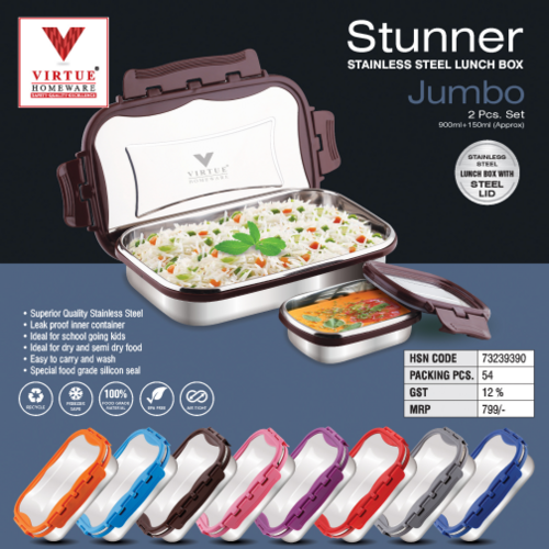 STUNNER VIRTUE HOMEWARE STAINLESS STEEL JUMBO LUNCH BOX