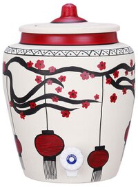 Clay Water Pot Lantern 6.5 Ltr - Color: White