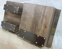20 Inch Wooden Letter Box Metal Strips - Color: Brown