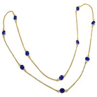 Gold Plated Blue Crystal Chain Necklace