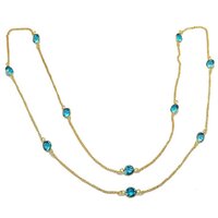 Gold Plated Sky Blue Crystal Chain Necklace