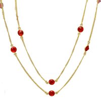 Gold Plated Red Crystal Chain Necklace