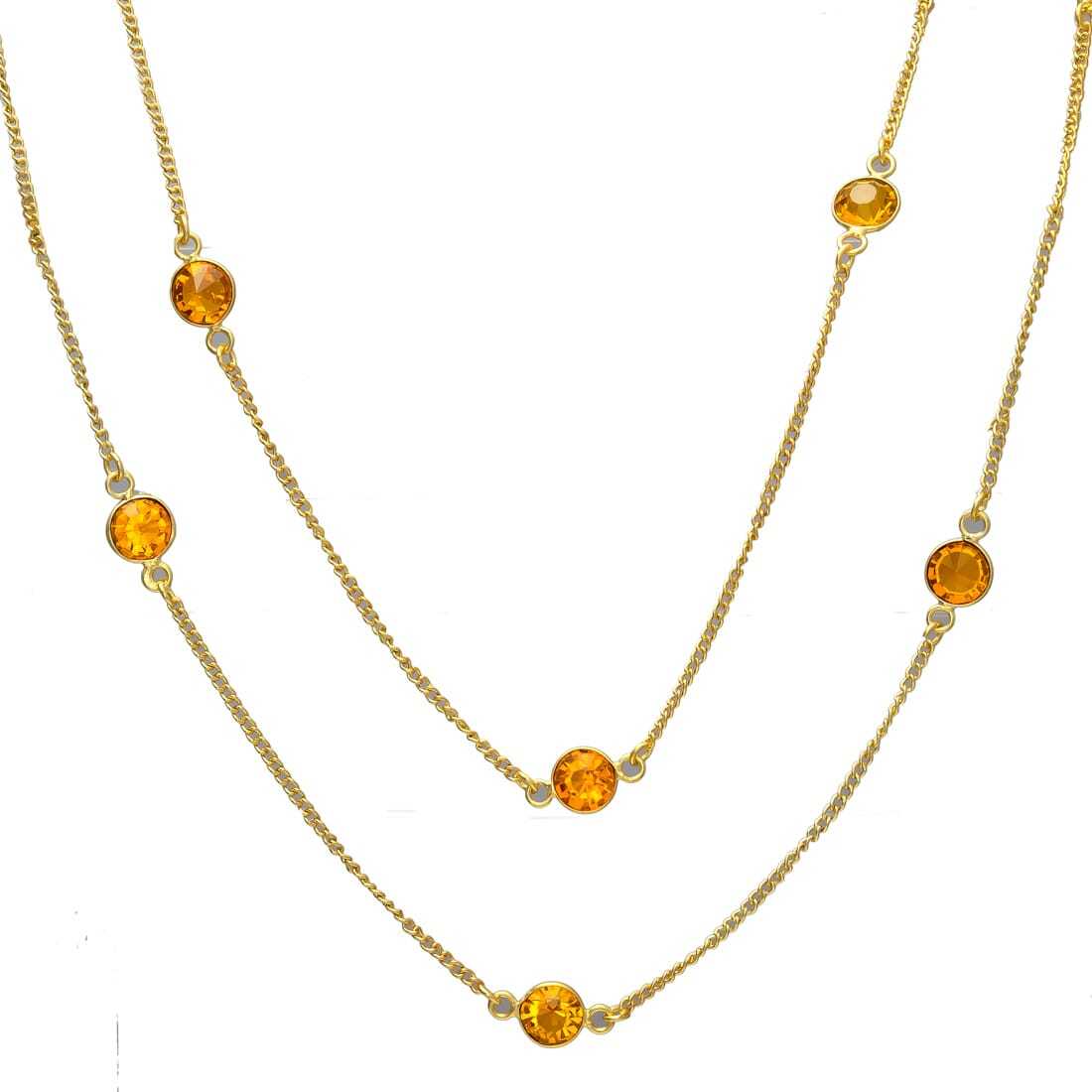 Gold Plated Yellow Crystal Chain Necklace