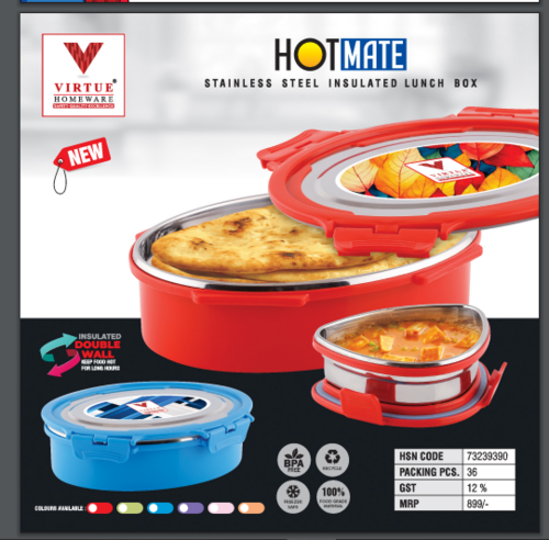 Hot Mate Virtue Homeware St. Steel Insulated Lunch Box - Capacity: 650Ml (Approx.)