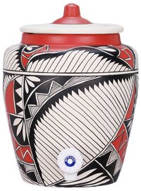 Clay Water Pot Harp 6.5 Ltr - Color: White
