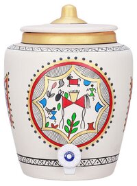 Clay Water Pot Rocking Horse 6.5 Ltr - Color: White
