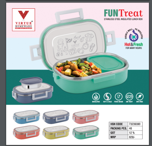 FUN TREAT VIRTUE HOMEWARE ST. STEEL INSULATED LUNCH BOX