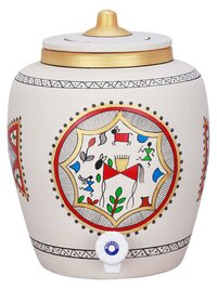 Clay Water Pot Rocking Horse 11 Liter - Color: White