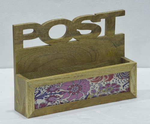 13 Inch Wooden Natural Finish Letter Box With Enamel