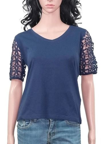 VENCA LADIES V NECK CROCHET TOP