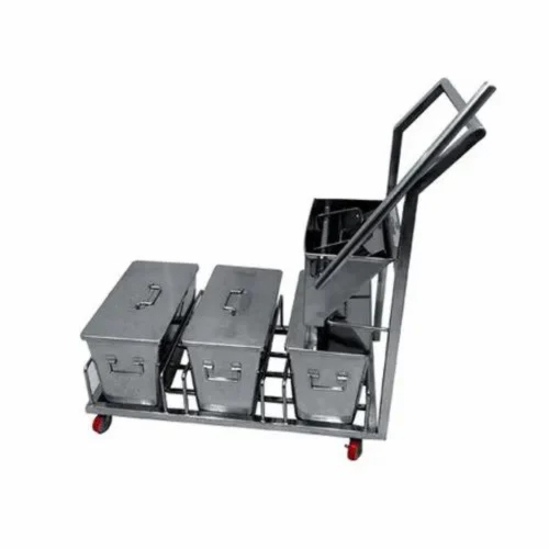 Robust Rust Proof Stainless Steel 3 Bucket Mopping Trolley