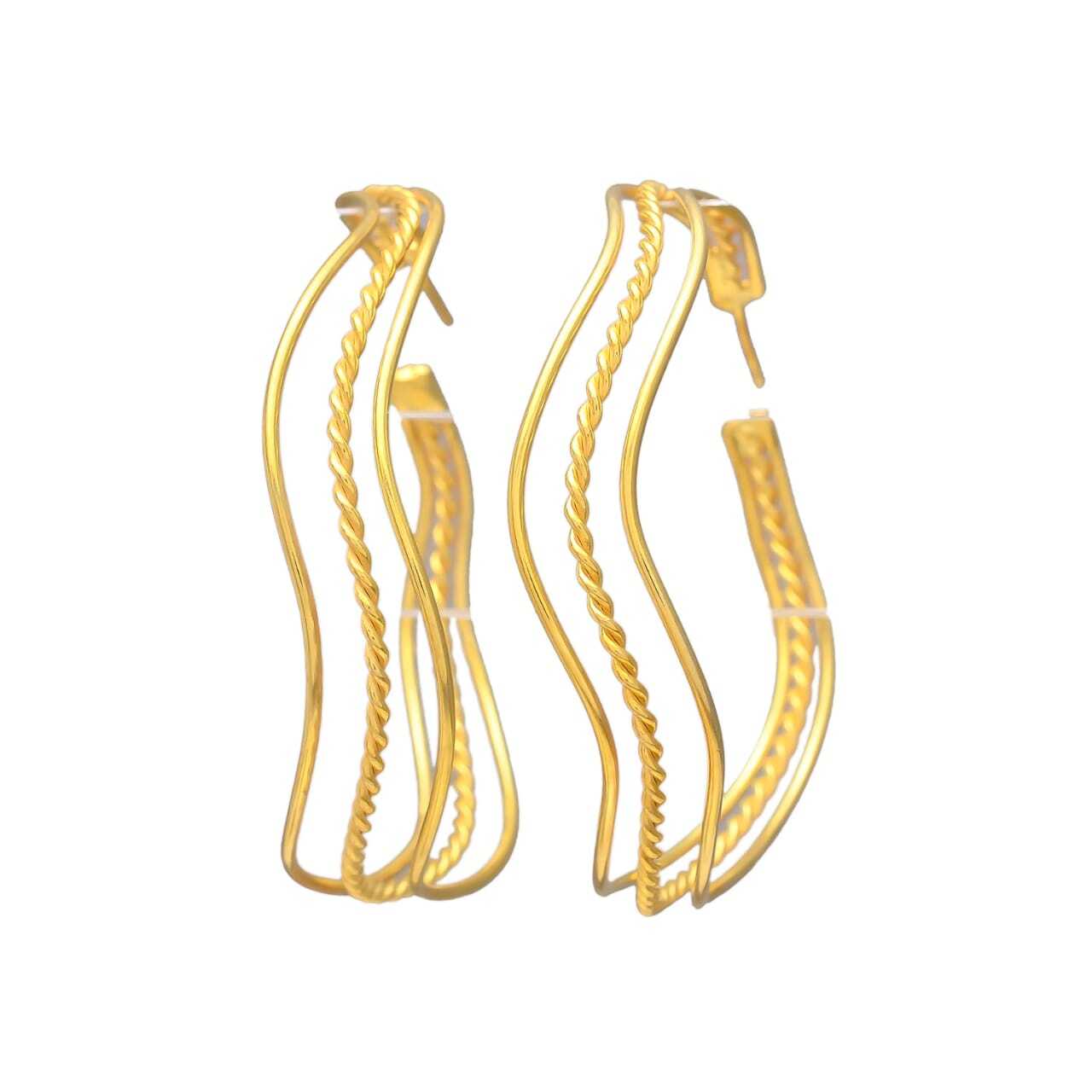 Designer gold plated woman hoop earring