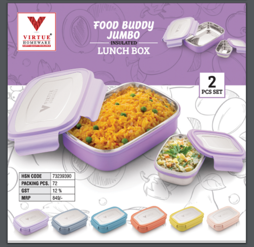 Food Buddy Virtue Homeware Insulated Jumbo Lunch Box - Capacity: 750 Ml
