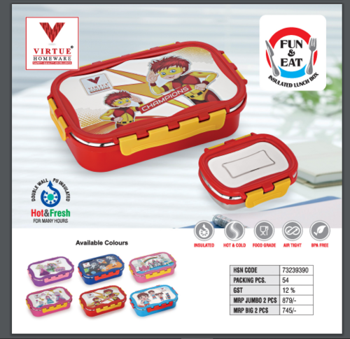 FUN & EAT VIRTUE HOMEWARE INSULATED JUMBO/ BIG LUNCH BOX