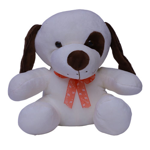 White Patched Eye Dog Teddy Soft Toy