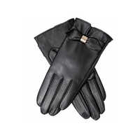 Black Pia Leather Hand Gloves